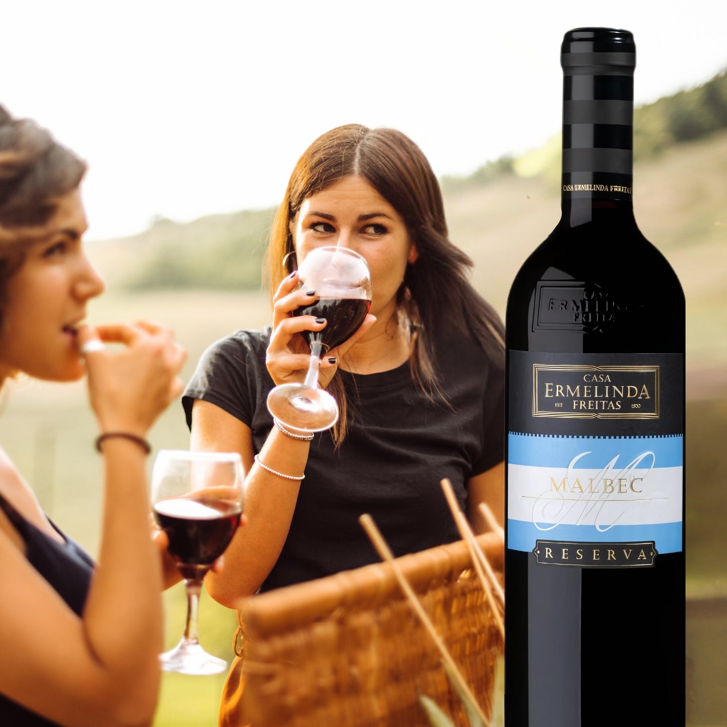 Weinflasche Malbec Reserva, Rptwein vom Weingut Ermelinda Freitas aus Portugal. Erhältlich im Onlineshop der Vinho Bar.
