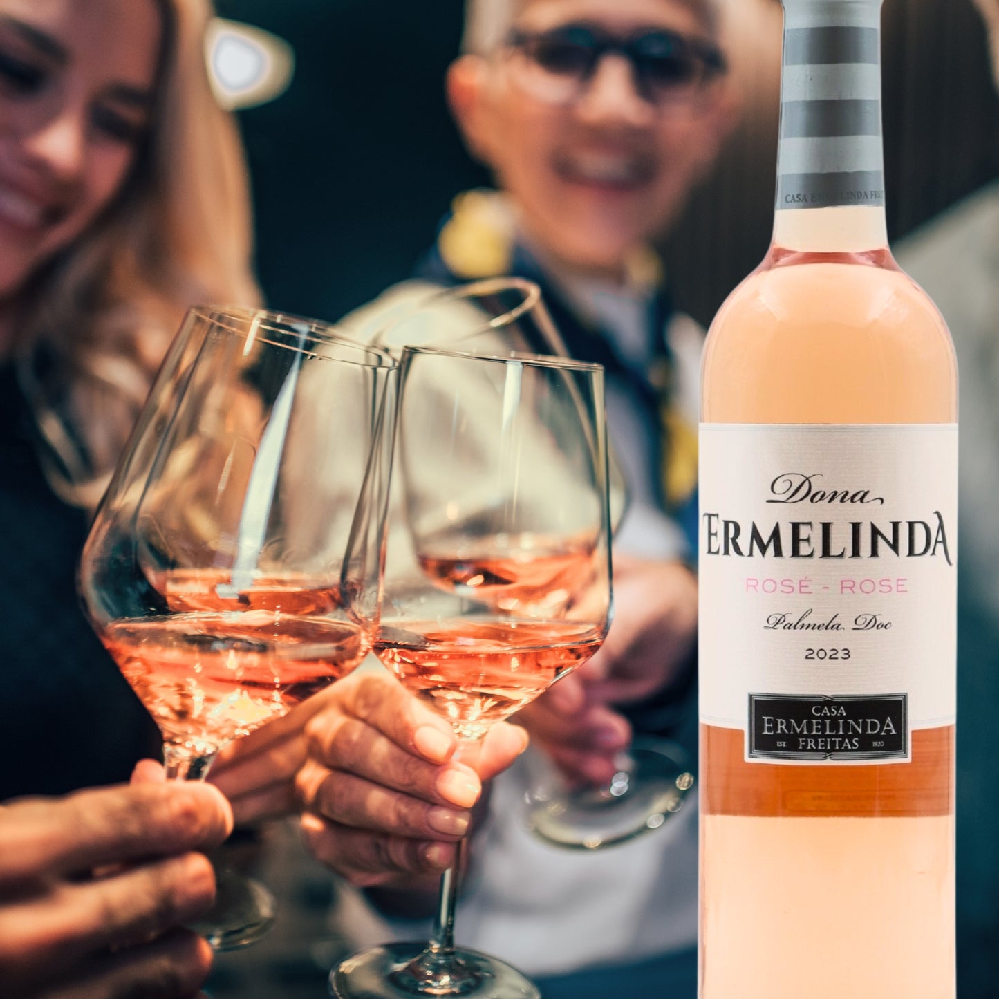Flasche Dona Ermelinde Rosé, ein Roséwein aus dem Hause Casa Ermelinda Freitas.