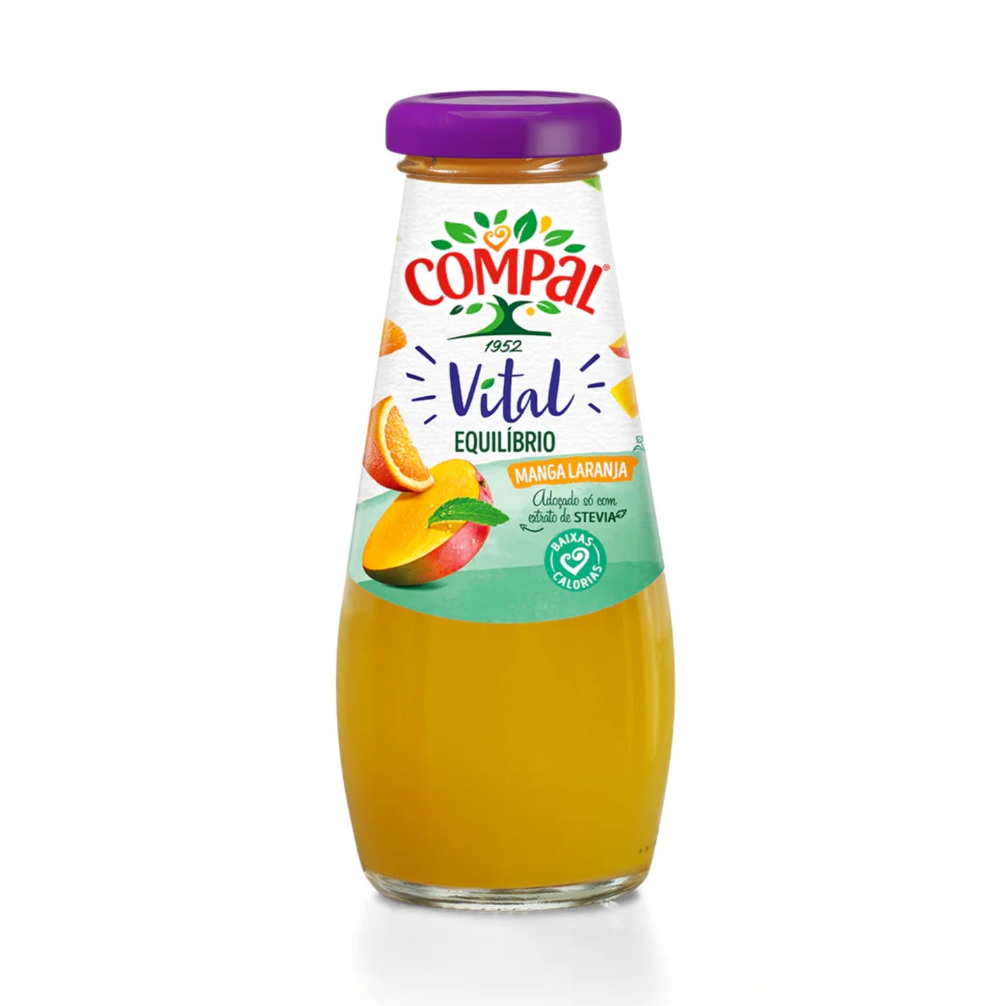 Compal Vital Mango Orange 200 ml – kalorienarmer Fruchtnektar mit Mango und Orange, 40 % Fruchtanteil, gesüßt mit Stevia, ohne Zuckerzusatz