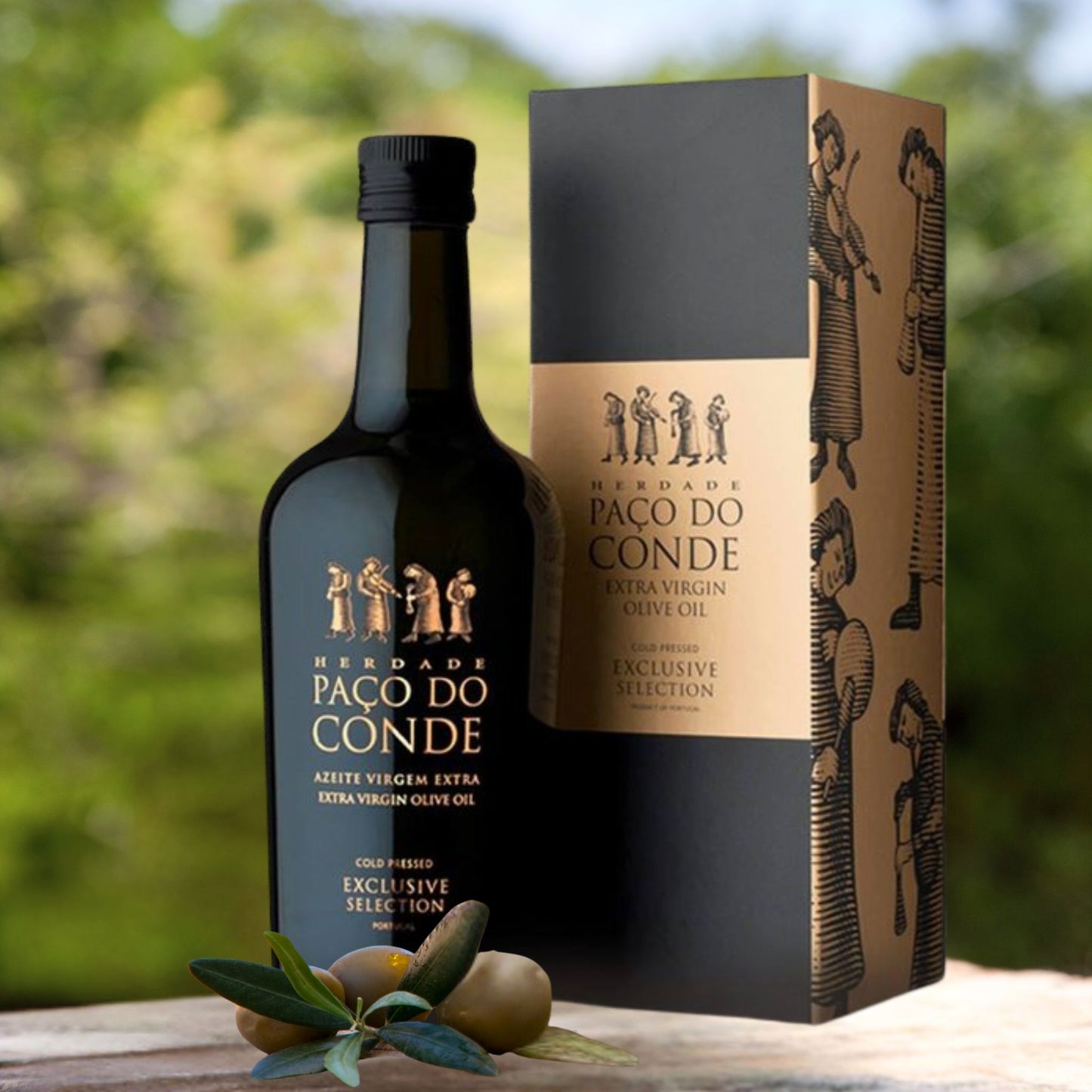 Flasche Herdade do Paço do Conde Selection Extra Natives Olivenöl mit Geschenkverpackung
