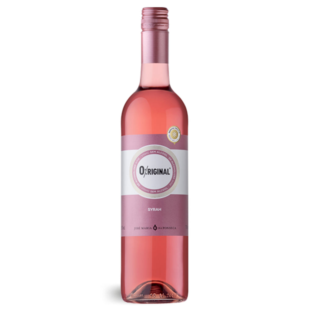 Flasche O%riginal Rosé 2024 von José Maria da Fonseca – alkoholfreier Roséwein aus Portugal mit lachsfarbener Tönung und fruchtigem Etikettendesign.