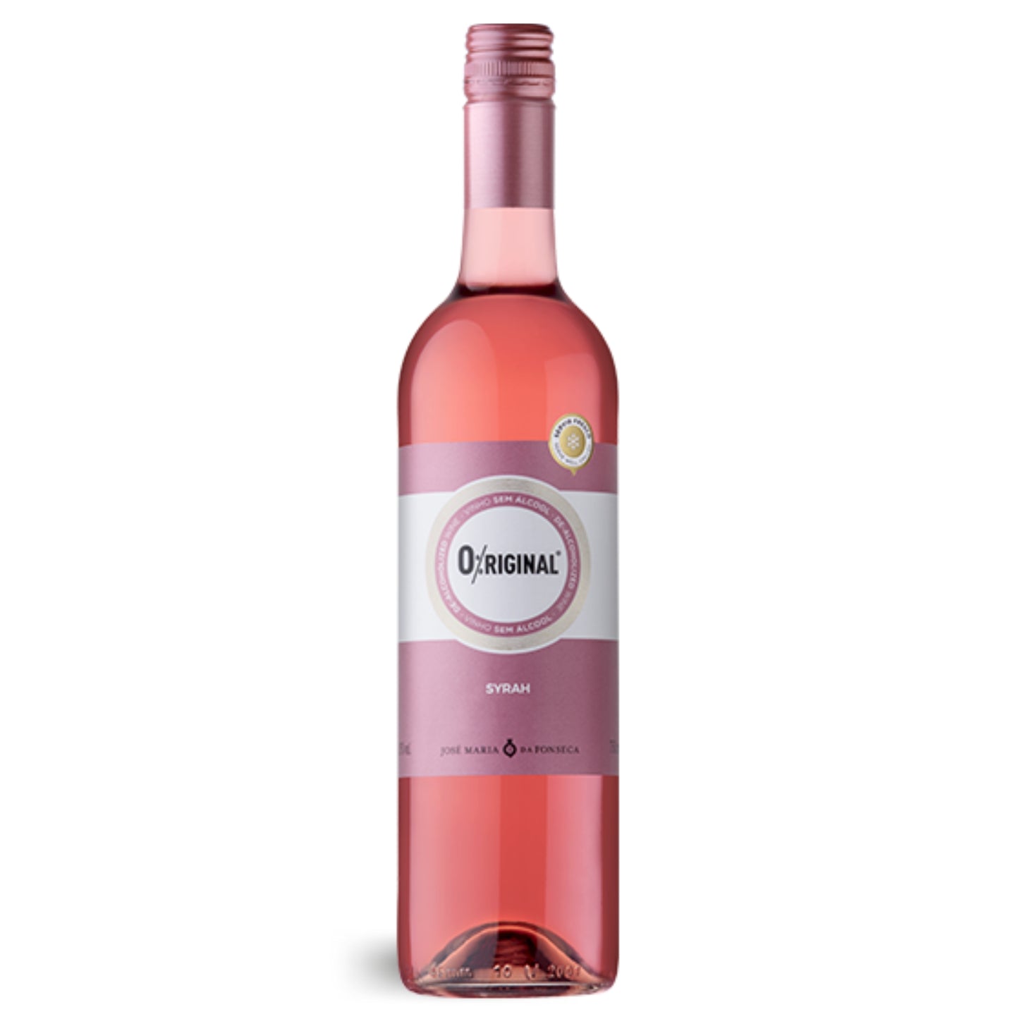 Flasche O%riginal Rosé 2024 von José Maria da Fonseca – alkoholfreier Roséwein aus Portugal mit lachsfarbener Tönung und fruchtigem Etikettendesign.