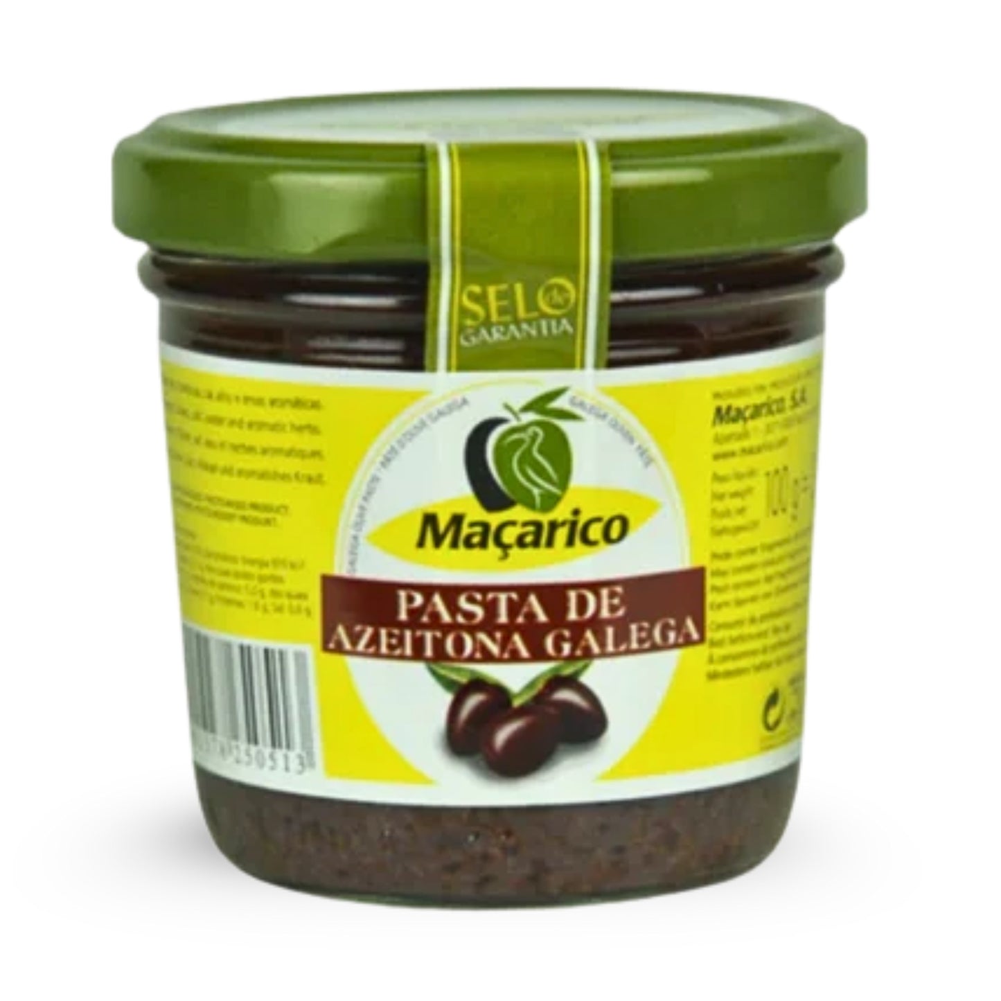 Maçarico Olivenpaste im Glas – „Pasta de Azeitona Galega“, 100 g, mit Olivenöl extra, Kräutern und Knoblauch, portugiesisches Feinkostprodukt