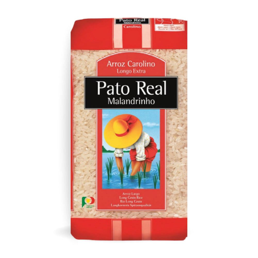 Packung Pato Real Arroz Carolino – portugiesischer Langkornreis, ideal für traditionelle Reisgerichte wie Arroz de Tomate oder Oktopusreis.