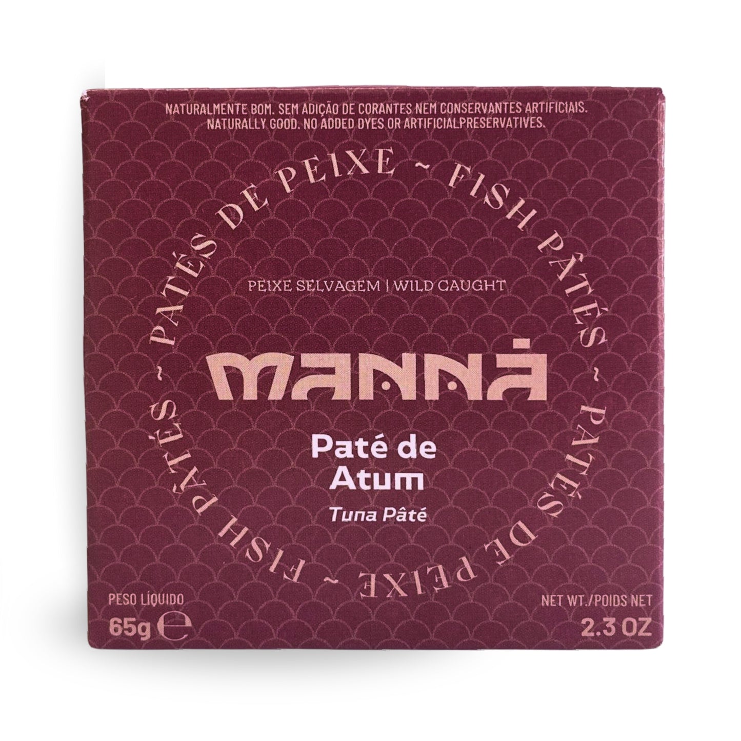 erpackung der Manná Thunfischpaste 65 g – portugiesische Fischpaste aus Wildfang, ohne künstliche Zusätze, ideal als Brotaufstrich oder Vorspeise.
