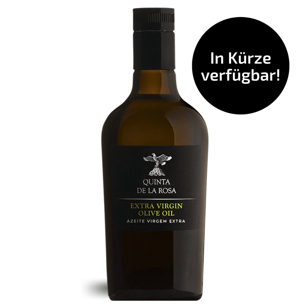 Flasche Olivenöl vom Weingut Quinta de la Rosa in Portugal. Erhältlich im Onlineshop der Vinho Bar.