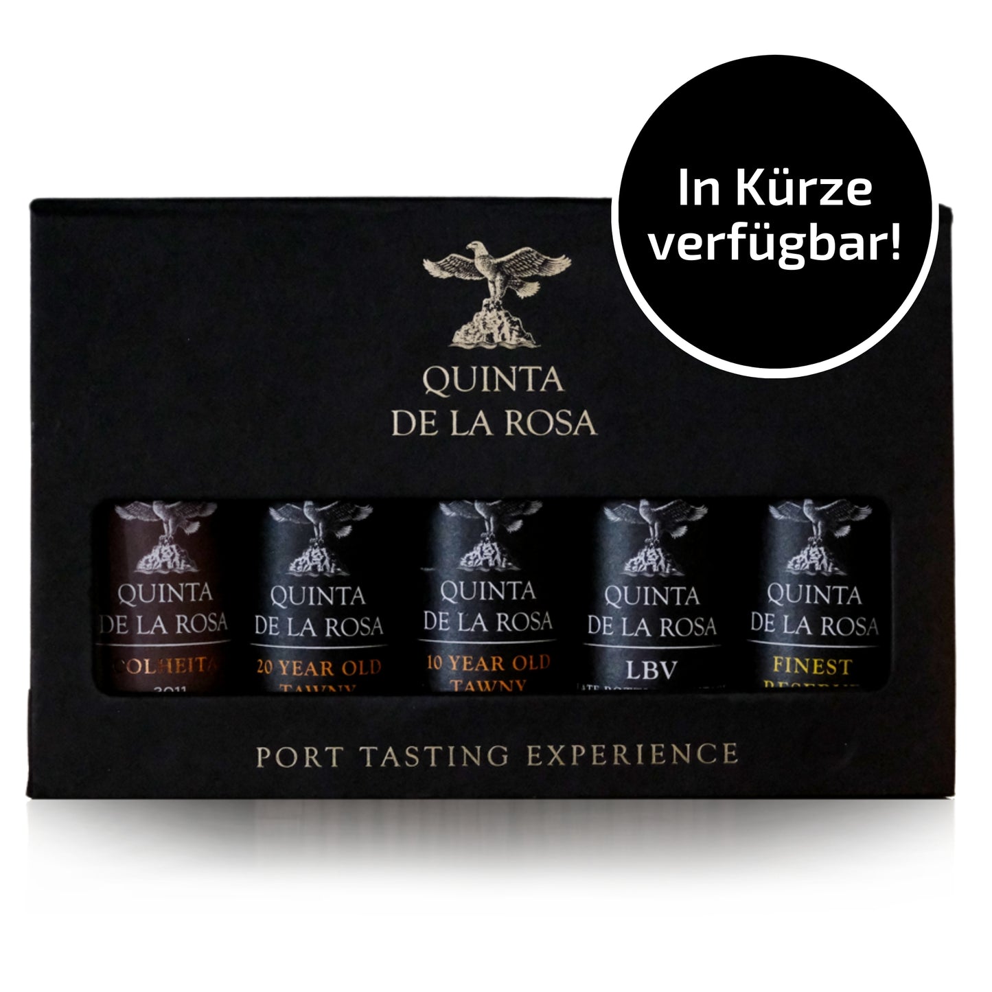 Quinta de la Rosa, Portweinverkostungsset , mit fünf 5cl-Flaschen von Quinta de la Rosa's besten Portweinen. PORT TASTING EXPERIENCE Erleben Sie die Vielfalt des Portweins mit diesem 5er-Set von Quinta da Rosa. 
