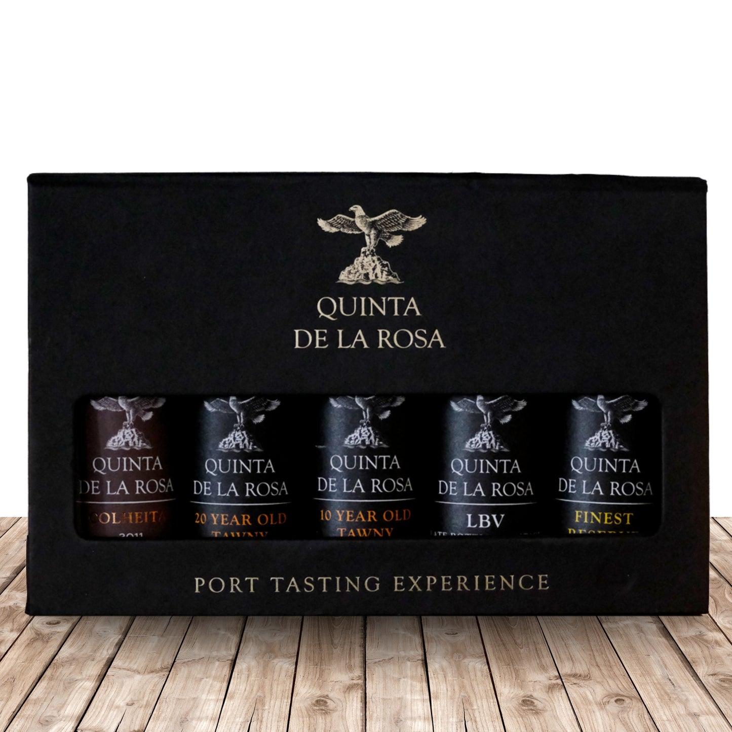 Quinta de la Rosa, Portweinverkostungsset , mit fünf 5cl-Flaschen von Quinta de la Rosa's besten Portweinen. PORT TASTING EXPERIENCE Erleben Sie die Vielfalt des Portweins mit diesem 5er-Set von Quinta da Rosa. 