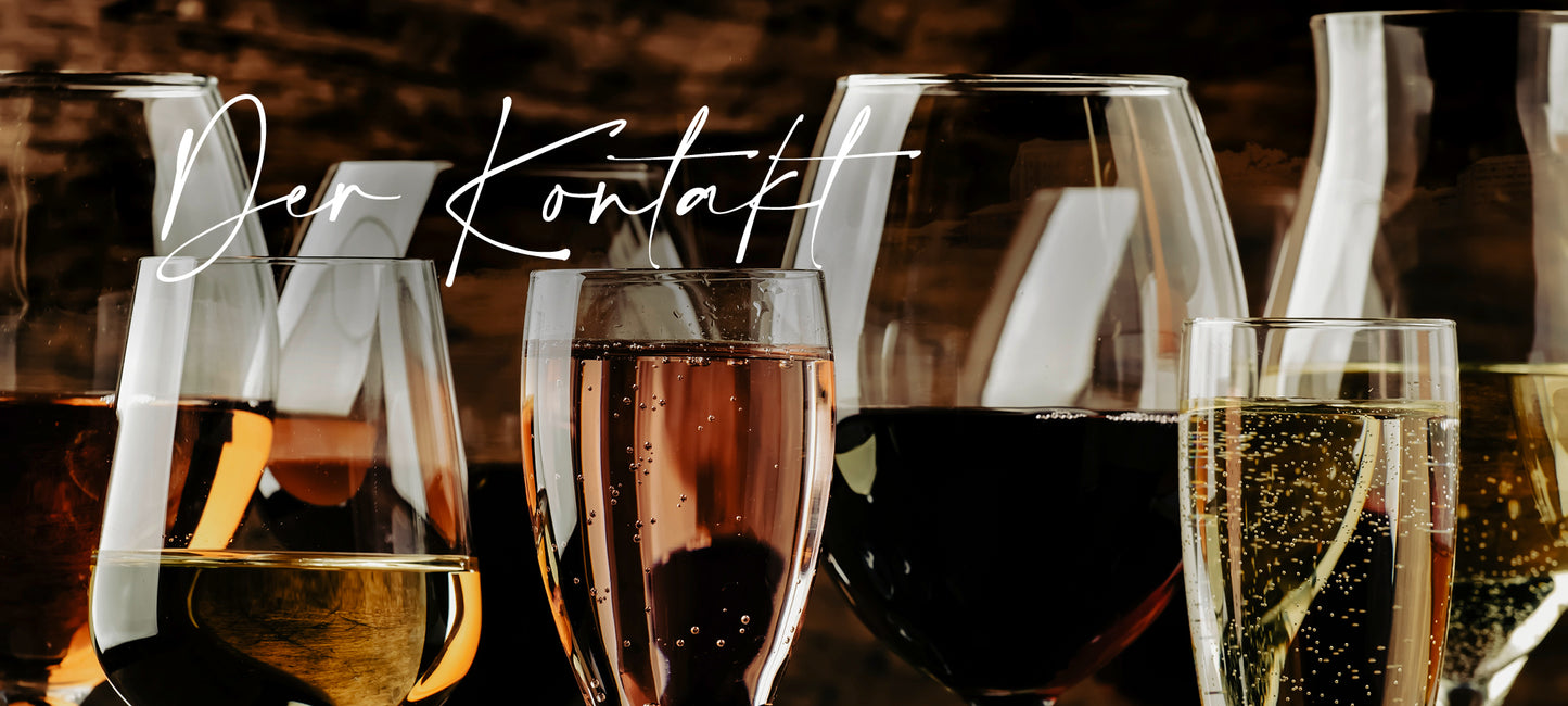 Kontaktseite der Vinho Bar in Wuppertal, Weinversand für portugiesische Weine. Bild mit vielen gefüllten Weingläsern.